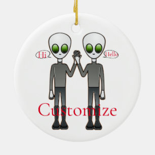 Friendly Waving Alien Thunder_Cove Ceramic Ornament