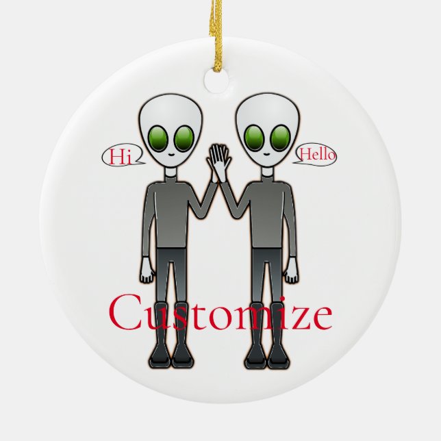 Friendly Waving Alien Thunder_Cove Ceramic Ornament (Back)