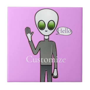 Friendly Waving Alien Thunder_Cove Ceramic Tile