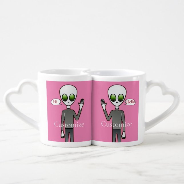 Friendly Waving Alien Thunder_Cove Coffee Mug Set (Back Nesting)
