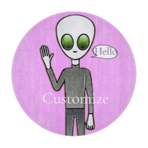 Friendly Waving Alien Thunder_Cove Cutting Board