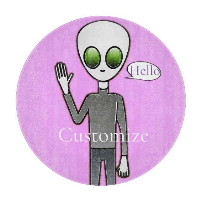 Friendly Waving Alien Thunder_Cove Cutting Board (Front)