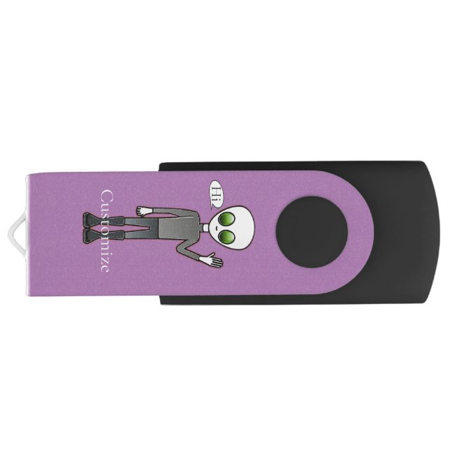 Friendly Waving Alien Thunder_Cove Flash Drive (Back)
