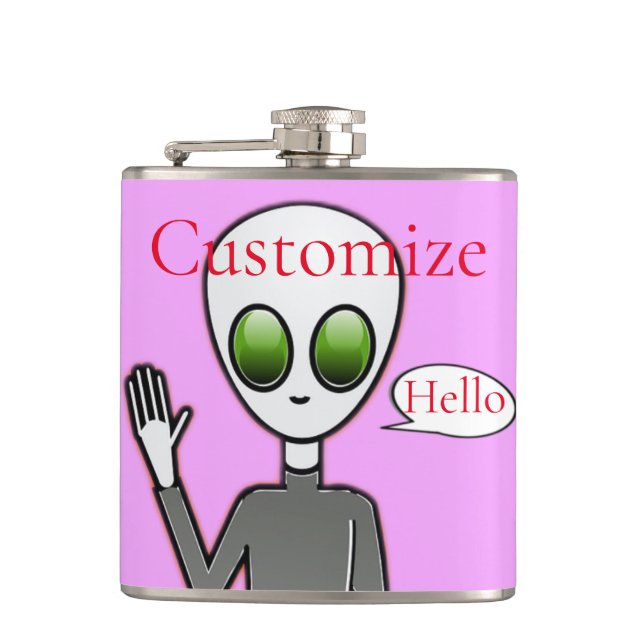 Friendly Waving Alien Thunder_Cove Flask (Front)