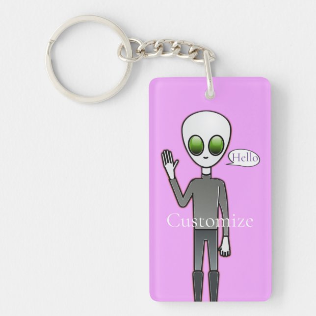 Friendly Waving Alien Thunder_Cove Keychain (Front)