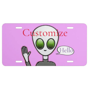 Friendly Waving Alien Thunder_Cove License Plate