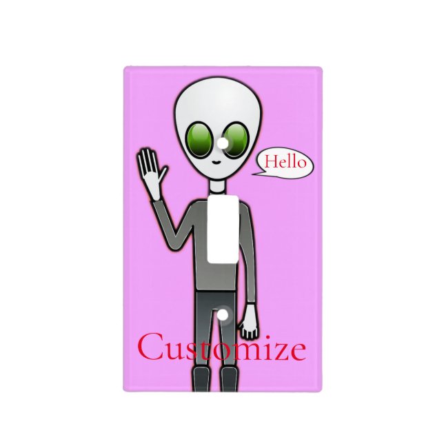 Friendly Waving Alien Thunder_Cove Light Switch Cover (Front)