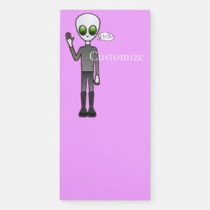 Friendly Waving Alien Thunder_Cove Magnetic Notepad