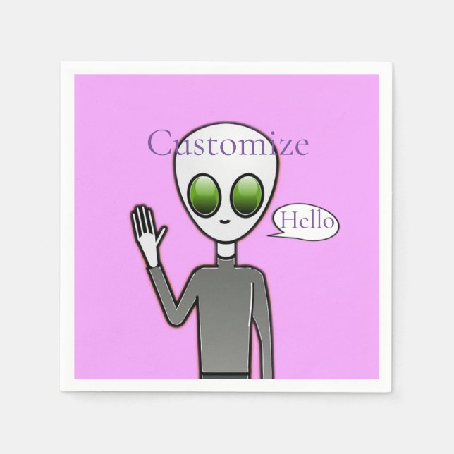 Friendly Waving Alien Thunder_Cove Napkins (Front)