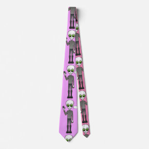 Friendly Waving Alien Thunder_Cove Neck Tie