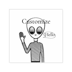 Friendly Waving Alien Thunder_Cove Self-inking Stamp