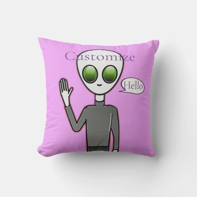 Friendly Waving Alien Thunder_Cove Throw Pillow (Front)