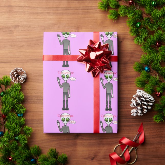 Friendly Waving Alien Thunder_Cove Wrapping Paper (Holiday Gift)