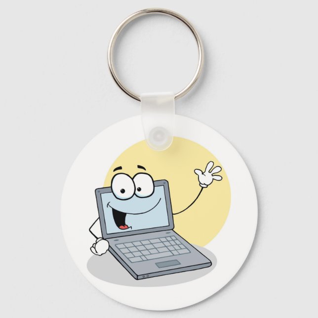 Friendly Waving Laptop Keychain (Front)
