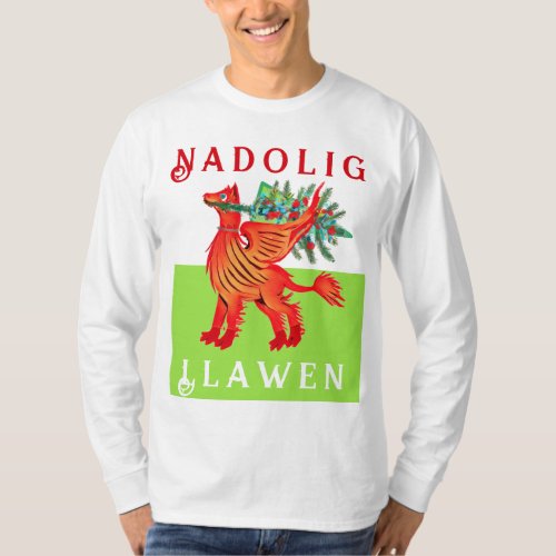Friendly Welsh Red Dragon add your text Christmas T_Shirt