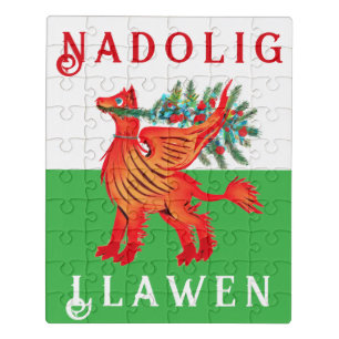 Friendly Welsh Red Dragon, add your text Poster Jigsaw Puzzle