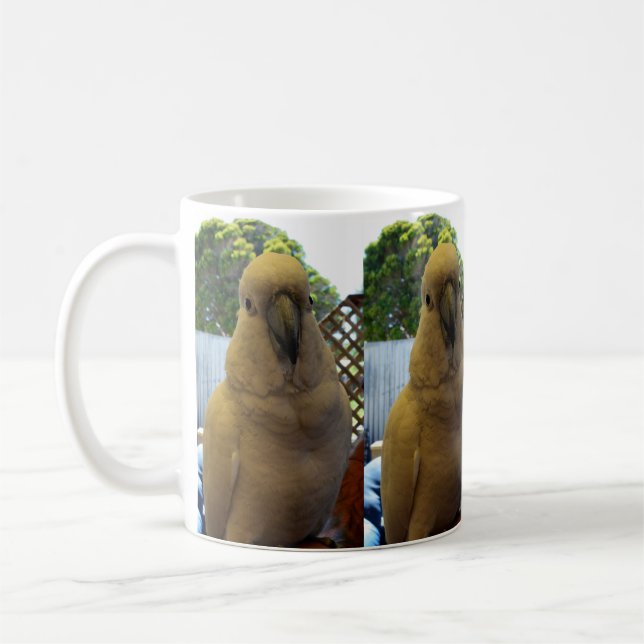Friendly White Aussie Cockatoo, Coffee Mug (Left)