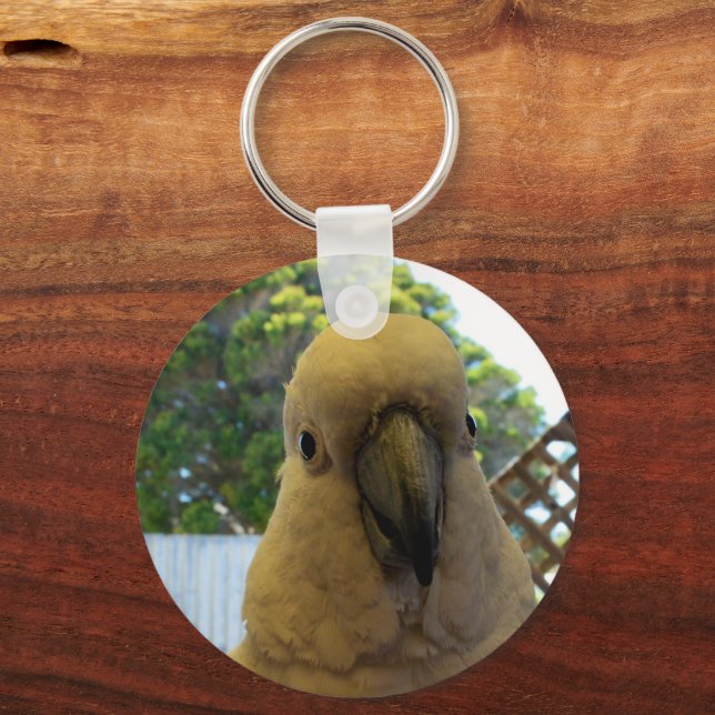 Friendly White Australian Cockatoo, Keyring (Front)