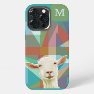 Friendly White Goat Colorful Geometric Background iPhone 13 Pro Case
