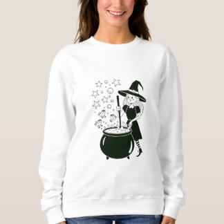 Friendly Witch Stirring Magic Cauldron Sweatshirt