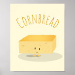Friendly Yellow Cornbread Square Word Poster