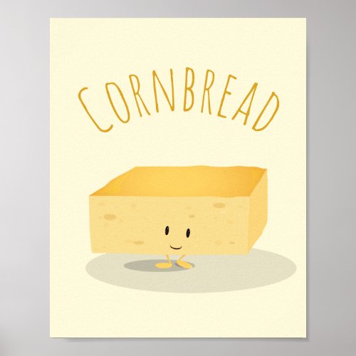 Friendly Yellow Cornbread Square Word Poster