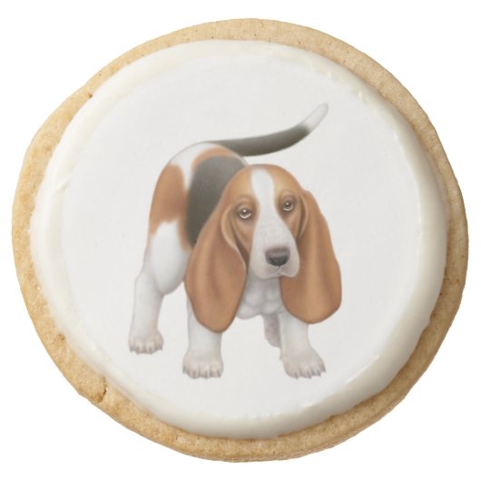 Friendly Young Basset Hound Shortbread Cookies (Front)