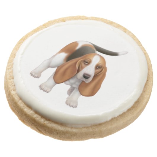 Friendly Young Basset Hound Shortbread Cookies (Angled)