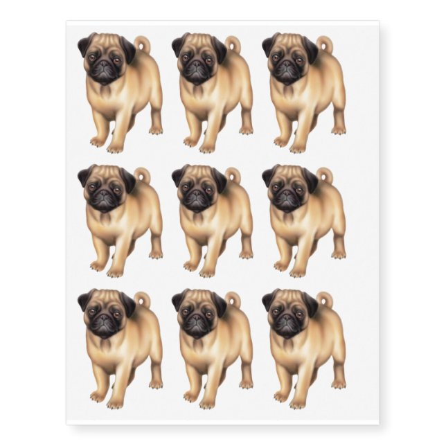Friendly Young Pug Dog Temporary Tattoo