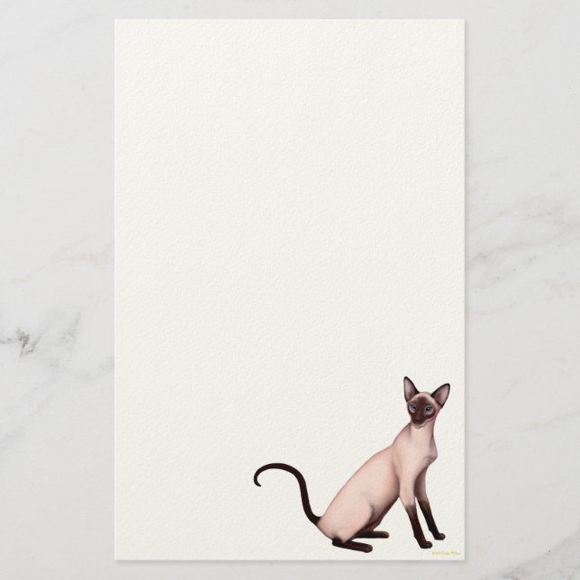 Friendly Young Siamese Cat Stationery (Front)