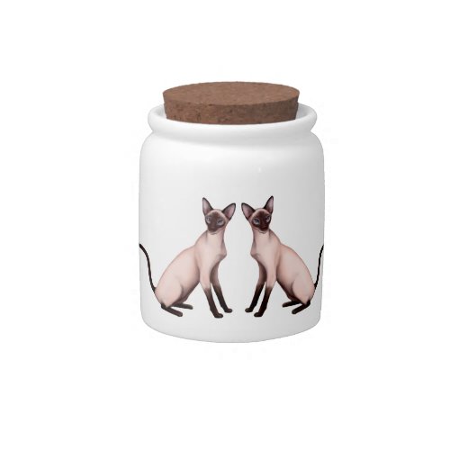 Friendly Young Siamese Cats Treat Jar