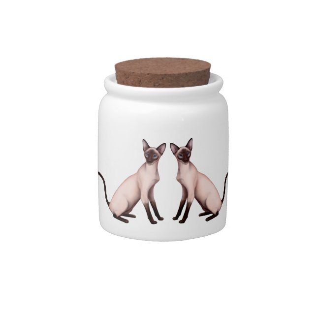Friendly Young Siamese Cats Treat Jar (Front)