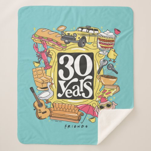 FRIENDS  30 Years Graphic Sherpa Blanket