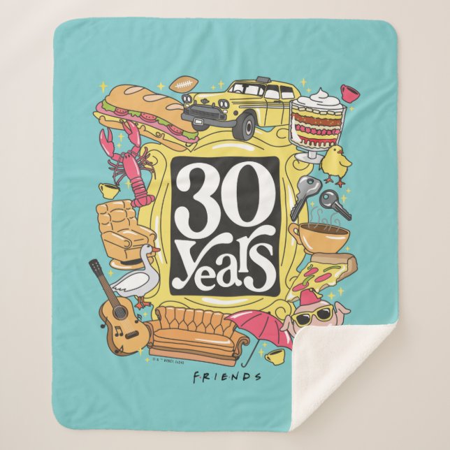 FRIENDS™ | 30 Years Graphic Sherpa Blanket (Front)