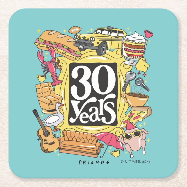 FRIENDS™ | 30 Years Graphic Square Paper Coaster (Front)
