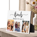 Friends 3 Photo Friendship Collage Keepsake Plaque<br><div class="desc">Celebrate your friendship with the Friends 3 Photo Collage Keepsake Plaque. This vibrant and personalized plaque features a stylish hot pink design, showcasing a beautifully arranged collage of three cherished photos. Crafted from high-quality materials, it’s perfect for displaying on a desk, shelf, or wall. The heartfelt "Friends" message adds a...</div>