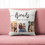 Friends 3 Photo Friendship Collage Throw Pillow<br><div class="desc">Celebrate your friendship with the Friends 3 Photo Friendship Collage Throw Pillow. This personalized pillow features a beautifully arranged collage of three cherished photos, capturing special moments with your friends. Crafted from high-quality materials, it adds a stylish and sentimental touch to any space. Perfect for birthdays, holidays, or special occasions,...</div>
