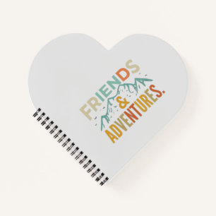 "Friends & Adventures" Multicolor Text Notebook