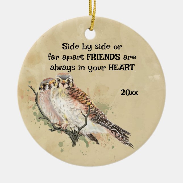 Friends Always in Your Heart Inspirational Quote Ceramic Ornament (Front)