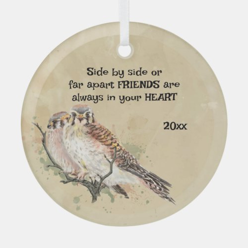 Friends Always in Your Heart Inspirational Quote Glass Ornament