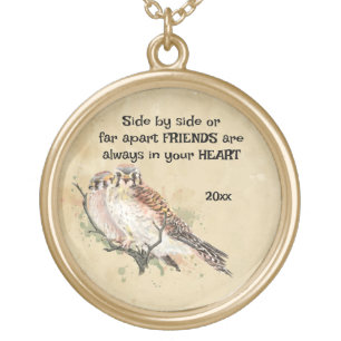 Friends Always in Your Heart Inspirational Quote Gold Plated Necklace