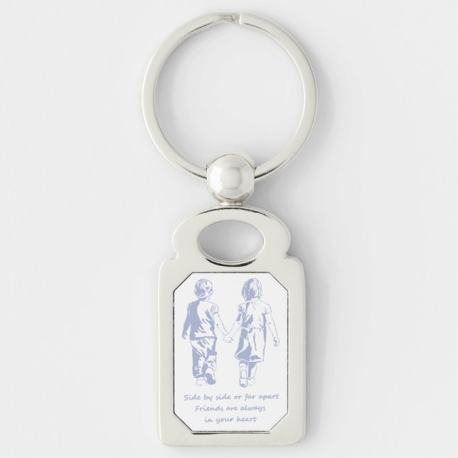 Friends always in your Heart Quote Keychain (Front)