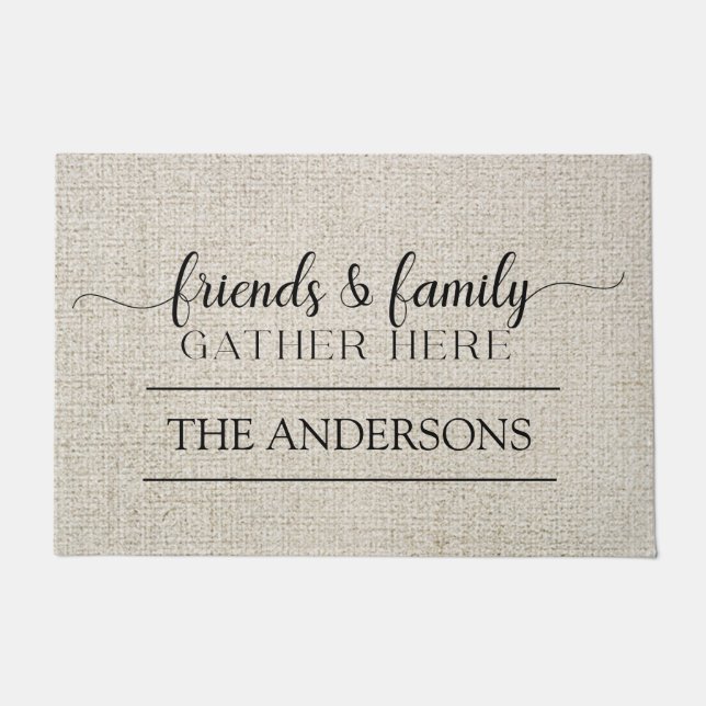 Friends and Family Gather Here Personalized  Doormat (Front)