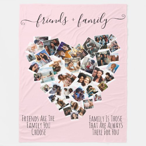 Friends and Family Quotes Photo Heart Collage Post Fleece Blanket