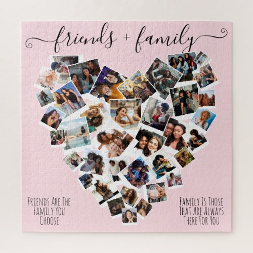 Friends and Family Quotes Photo Heart Collage Post Jigsaw Puzzle