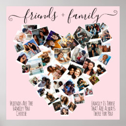 Friends and Family Quotes Photo Heart Collage Post Poster