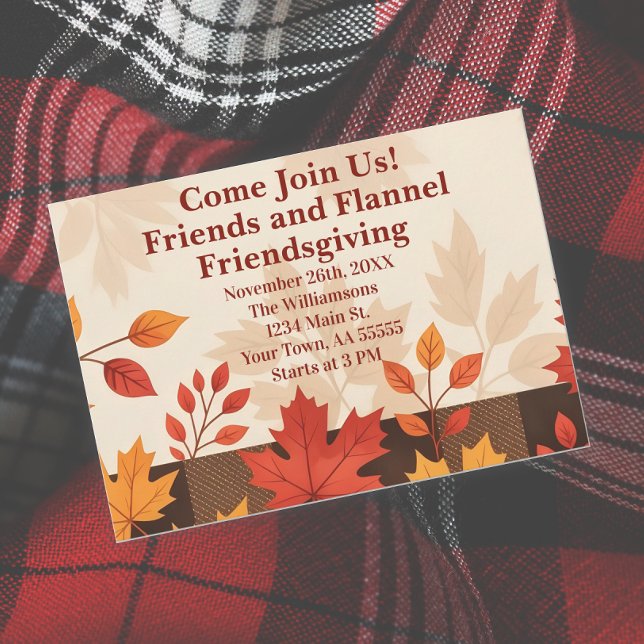 Friends and Flannel Friendsgiving Invitation Card (Creator Uploaded)