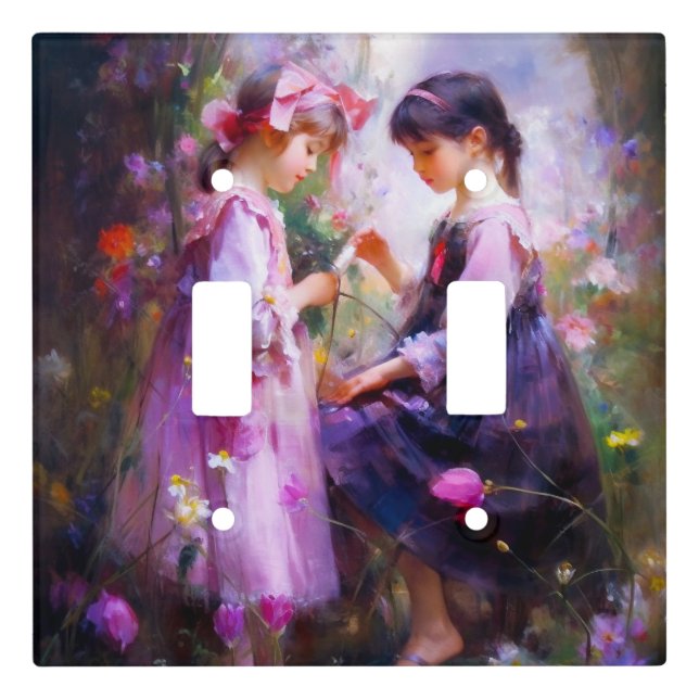 Friends and Flowers 2 Light Switch Cover (Front)