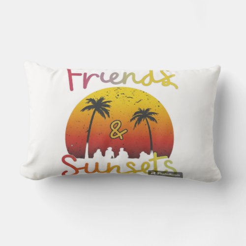 friends and sun sets lumbar pillow
