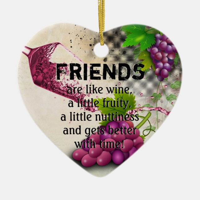Friends and Wine Ceramic Ornament (Front)